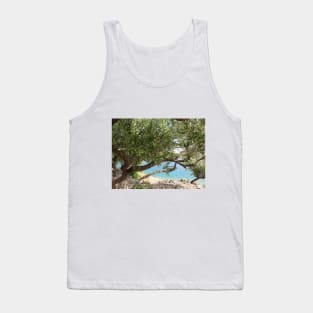 Mediterranean Sea Coast with Olive Tree Photo Tank Top